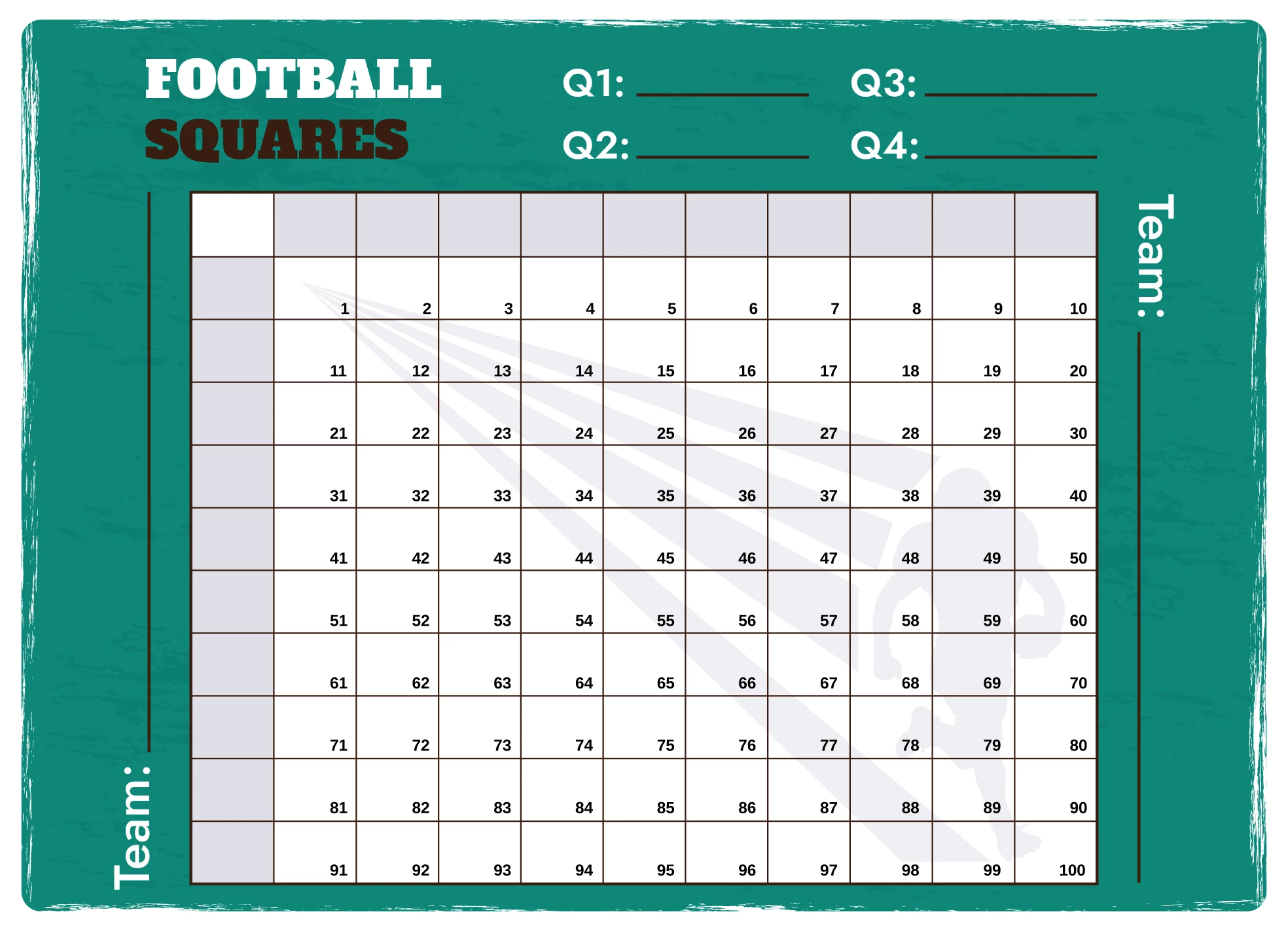 super bowl squares with numbers free google docs template - gdoc.io