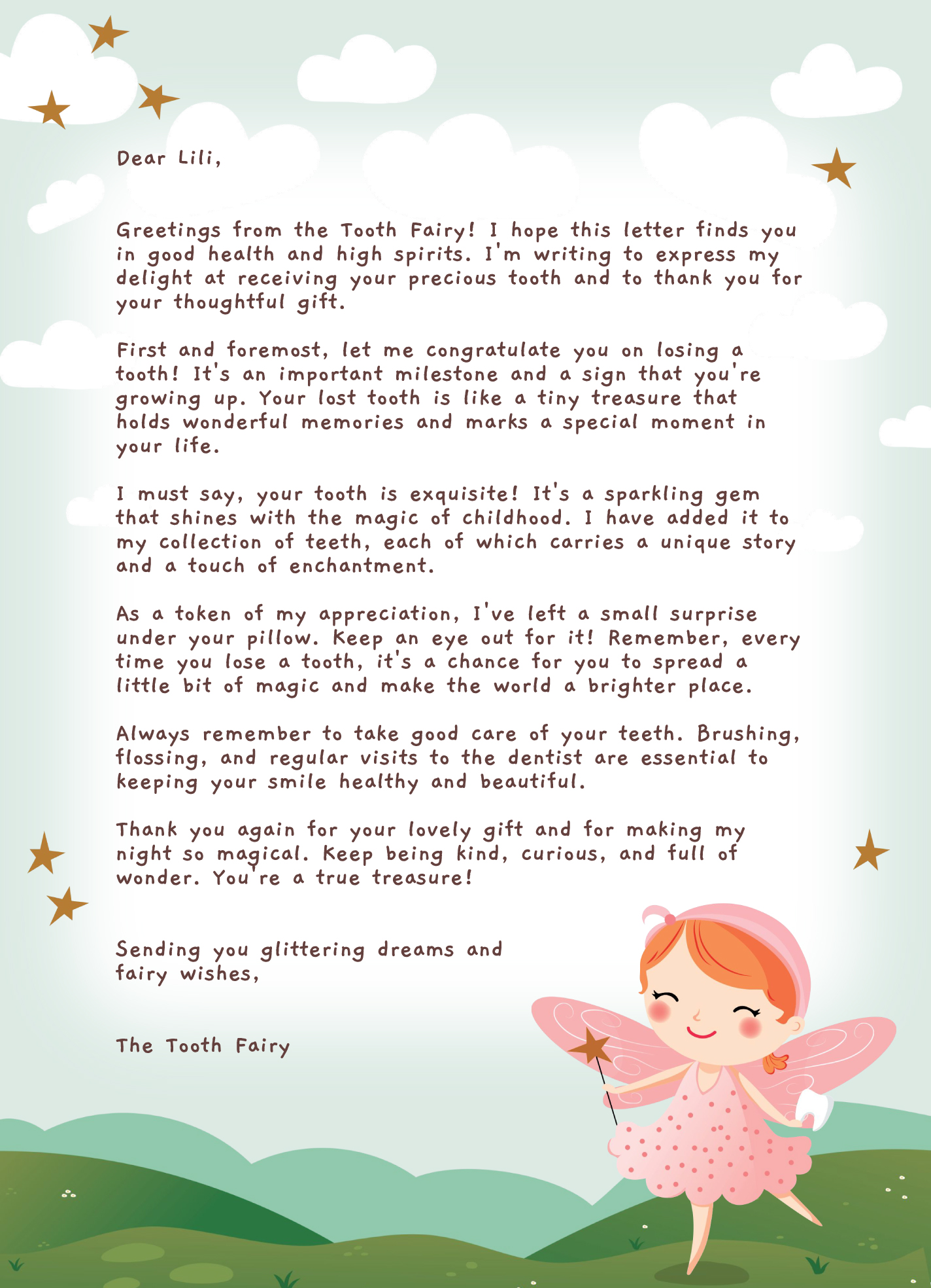 tooth fairy template