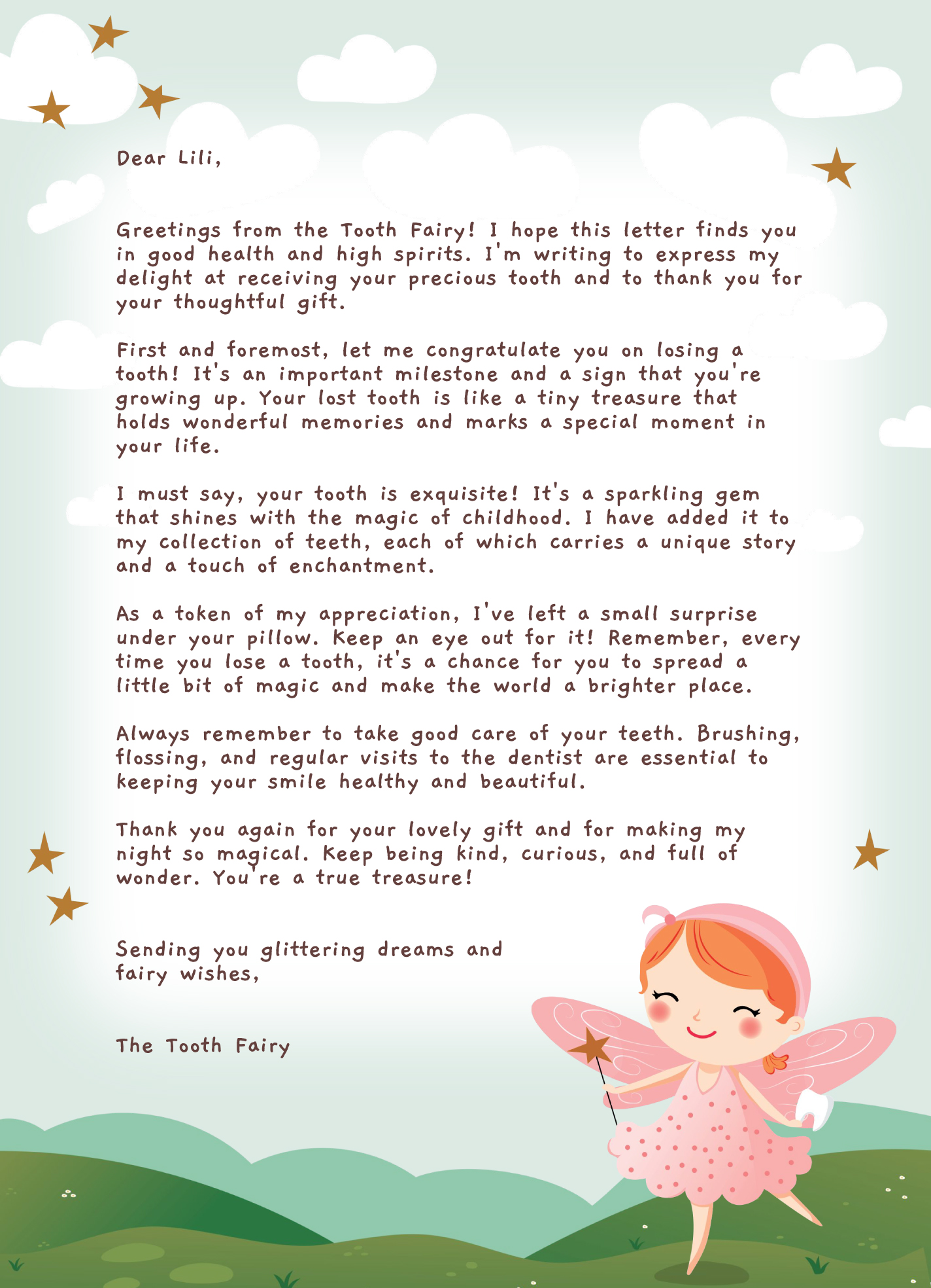 thumbnail image 2 of Tooth Fairy Letter Template - KAESG BLOG 2 of 14