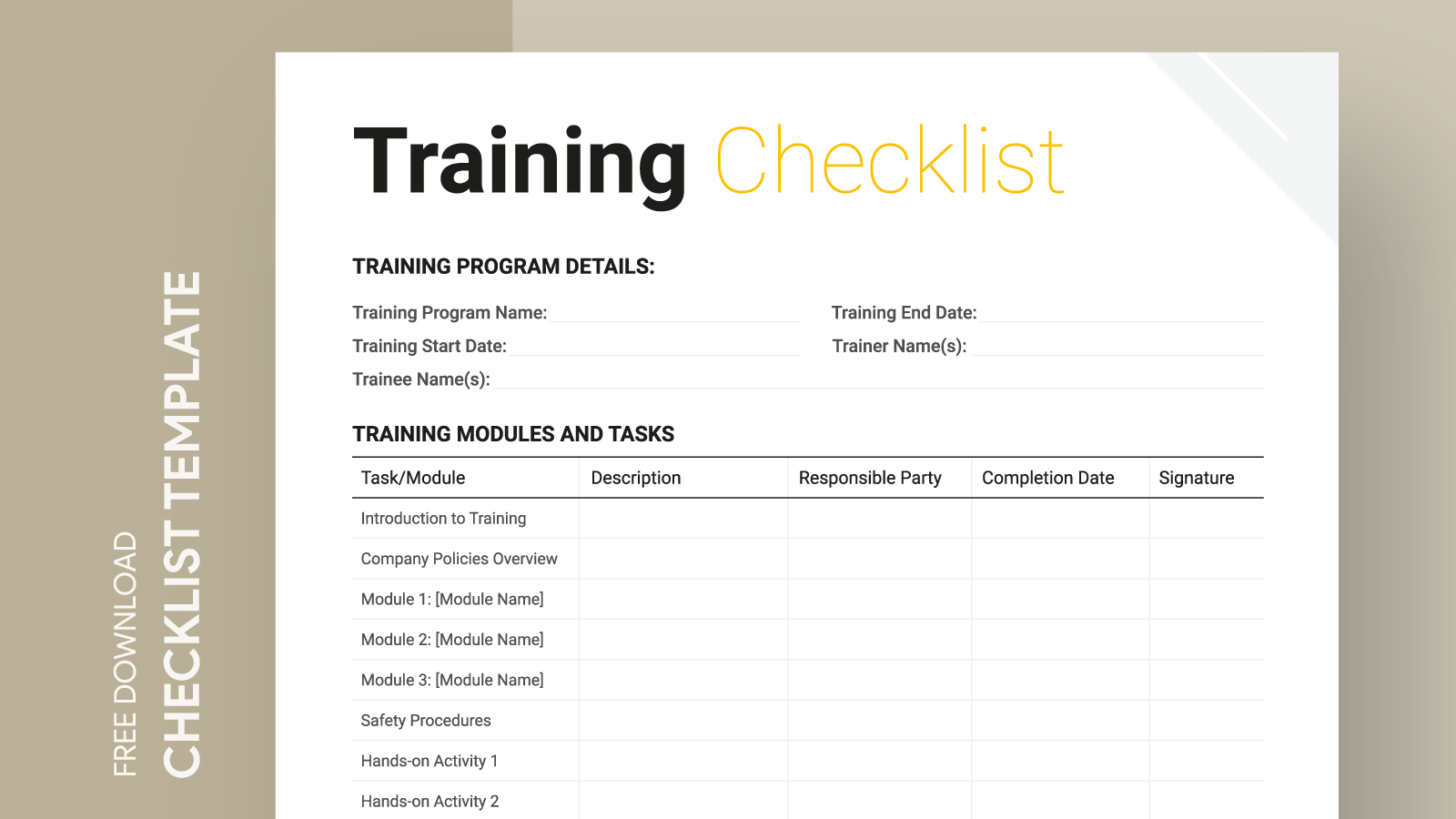 Training Checklist Free Google Docs Template gdoc io