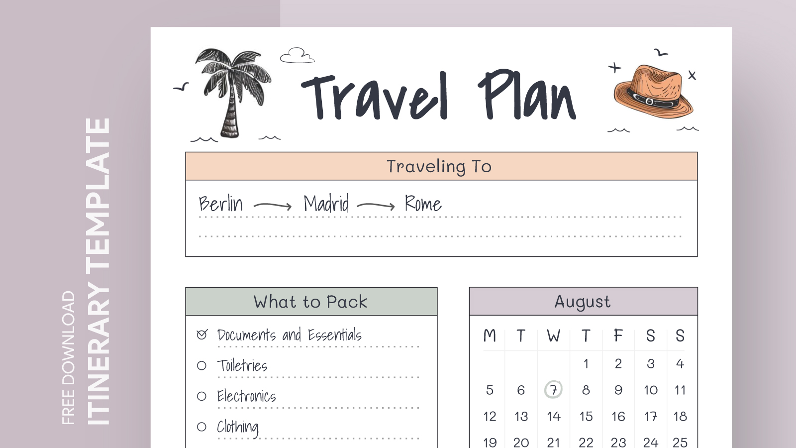 Travel Plan Free Google Docs Template - Gdoc.io