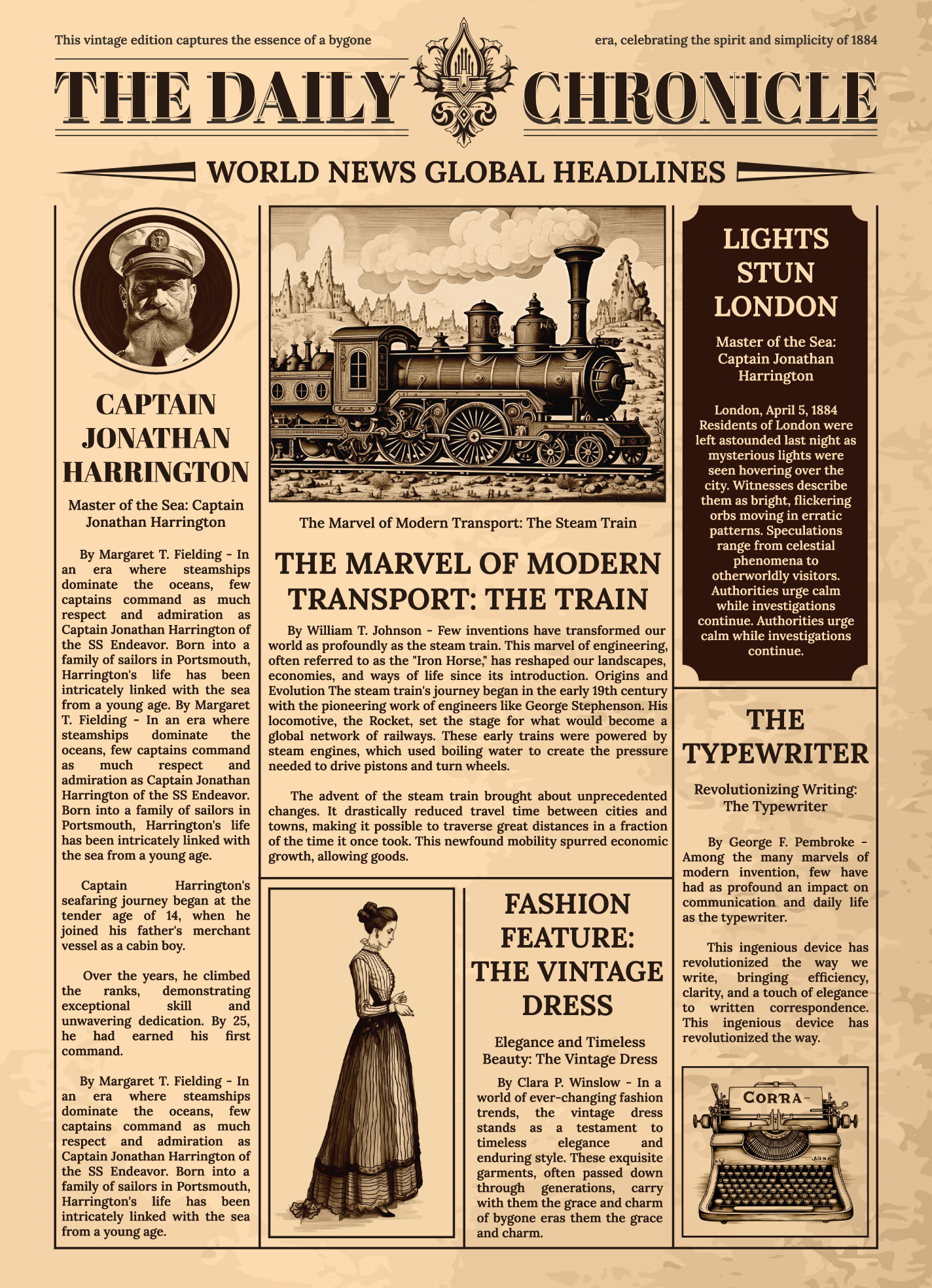 Vintage Retro Newspaper Free Google Docs Template - gdoc.io