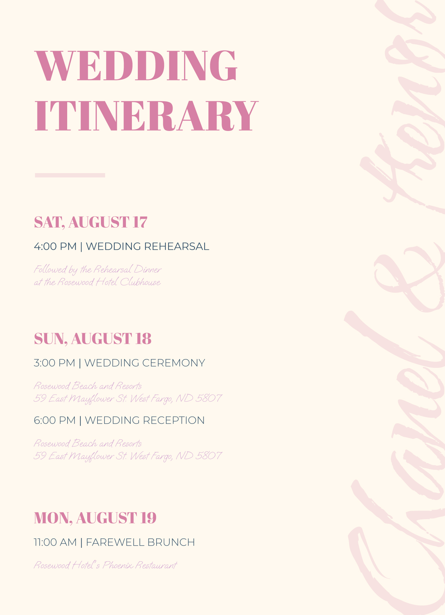 Wedding Itinerary Template PDF Templates Jotform 59 OFF