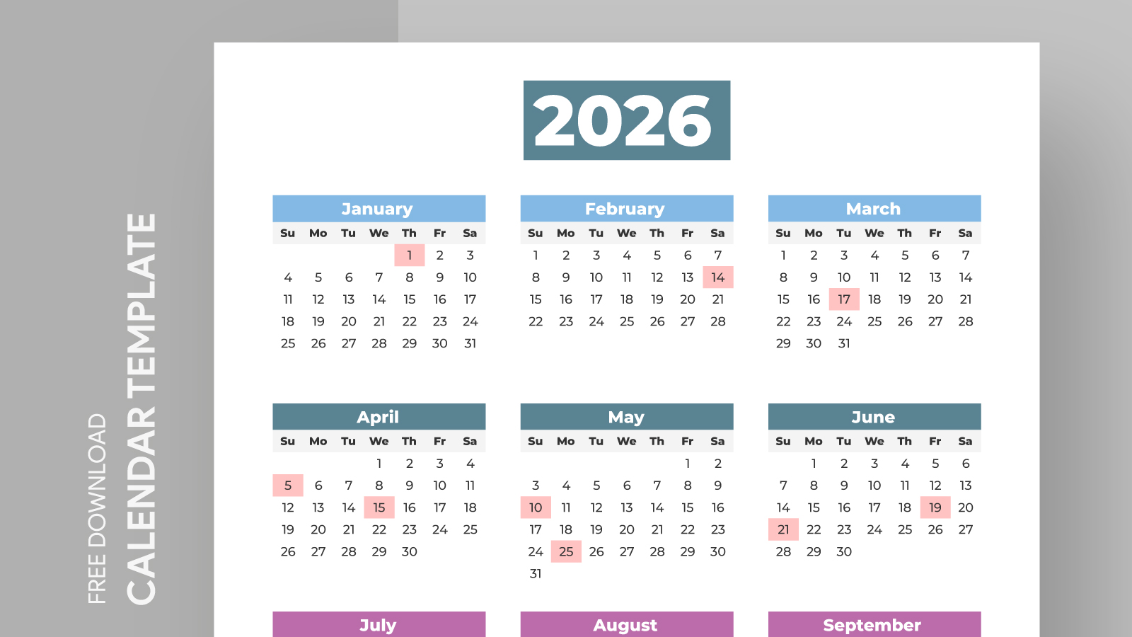 Yearly Calendar with Holidays Free Google Docs Template - gdoc.io